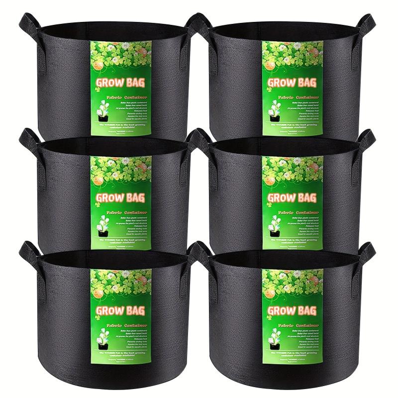 6 Packs Nonwoven Fabric Grow Bags for Plants with Handles - 10 Gallon