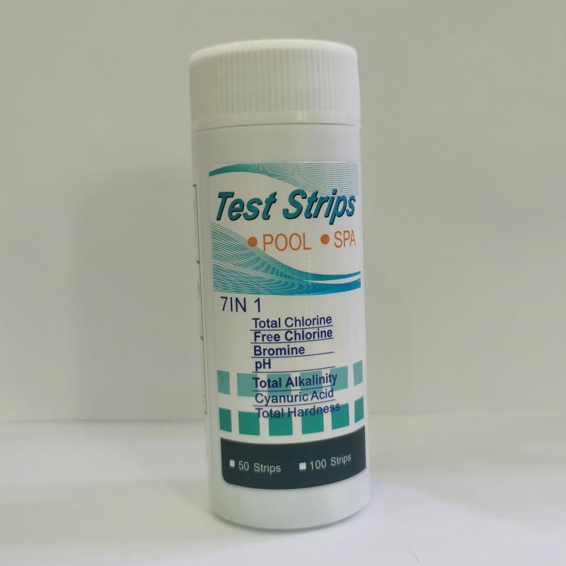 Pool and Spa Test Strips 7 in 1 - Bromine, PH, Chlorine, Hardness Test