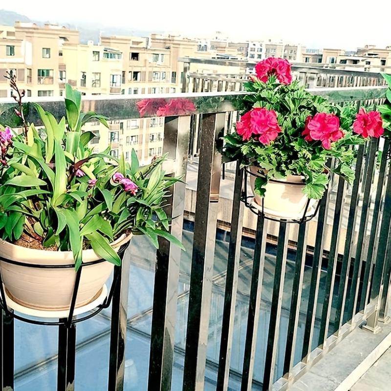 4pcs Round Metal Hanging Planters for Balcony & Indoor Decor