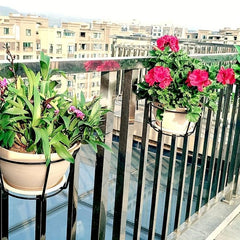 4pcs Round Metal Hanging Planters for Balcony & Indoor Decor
