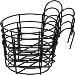 4pcs Round Metal Hanging Planters for Balcony & Indoor Decor