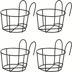 4pcs Round Metal Hanging Planters for Balcony & Indoor Decor