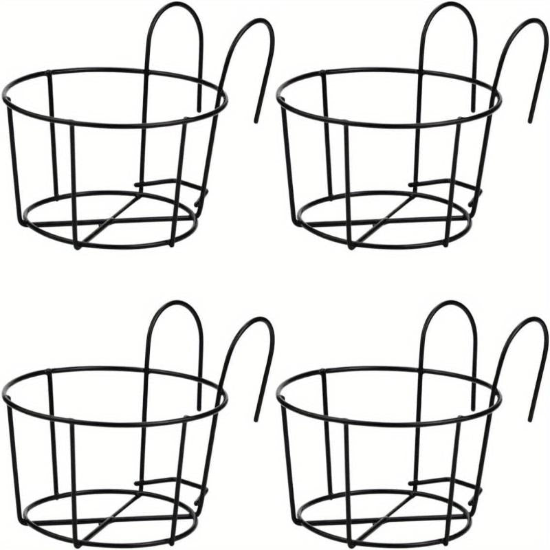 4pcs Round Metal Hanging Planters for Balcony & Indoor Decor