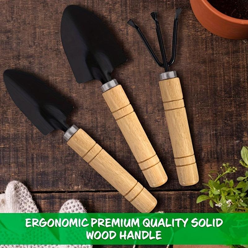 3pcs Gardening Tool Set Spade Shovel Rake for Garden Plants Care