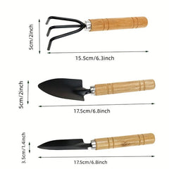 3pcs Gardening Tool Set Spade Shovel Rake for Garden Plants Care