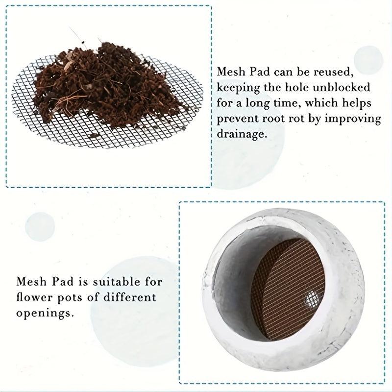 50pcs Flower Pot Hole Mesh Pad Drainage Screens Prevent Soil Loss