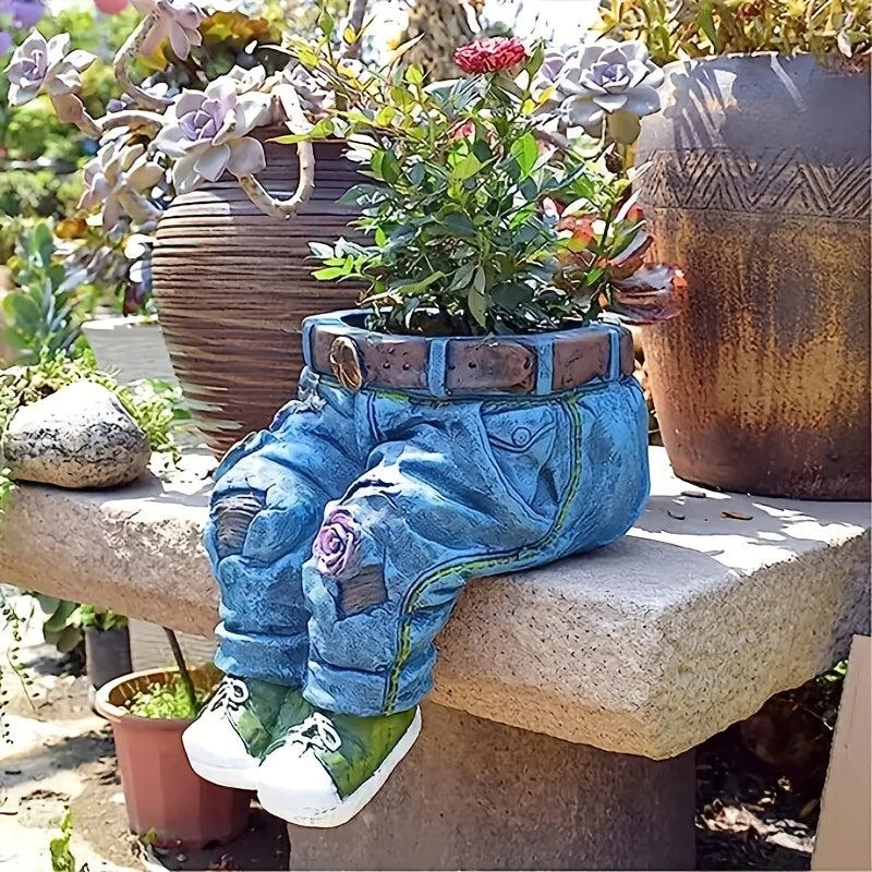 Jeans Courtyard Decoration Resin Crafts Flower Pots