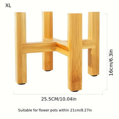 Bamboo & Wood Cross Flower Stand Pot Stand Balcony Wooden Storage Rack