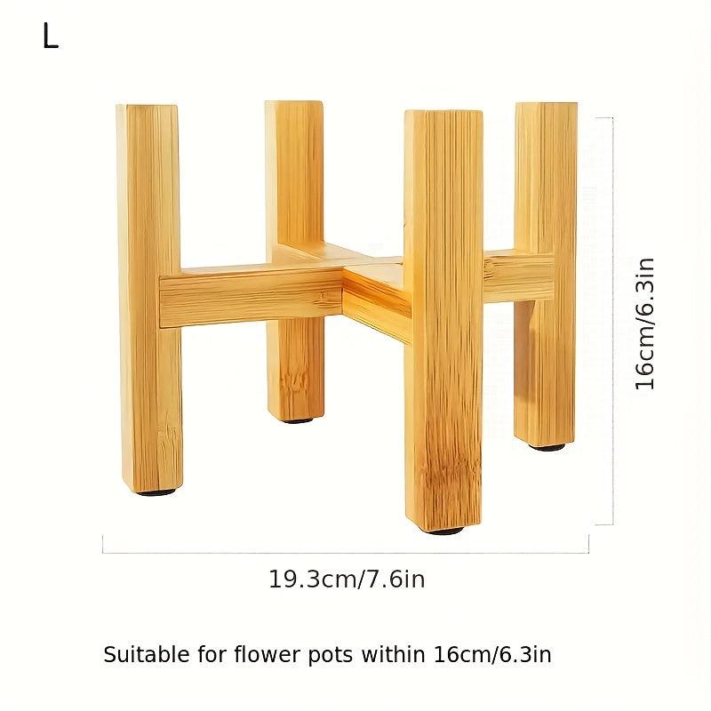 Bamboo & Wood Cross Flower Stand Pot Stand Balcony Wooden Storage Rack