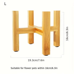 Bamboo & Wood Cross Flower Stand Pot Stand Balcony Wooden Storage Rack