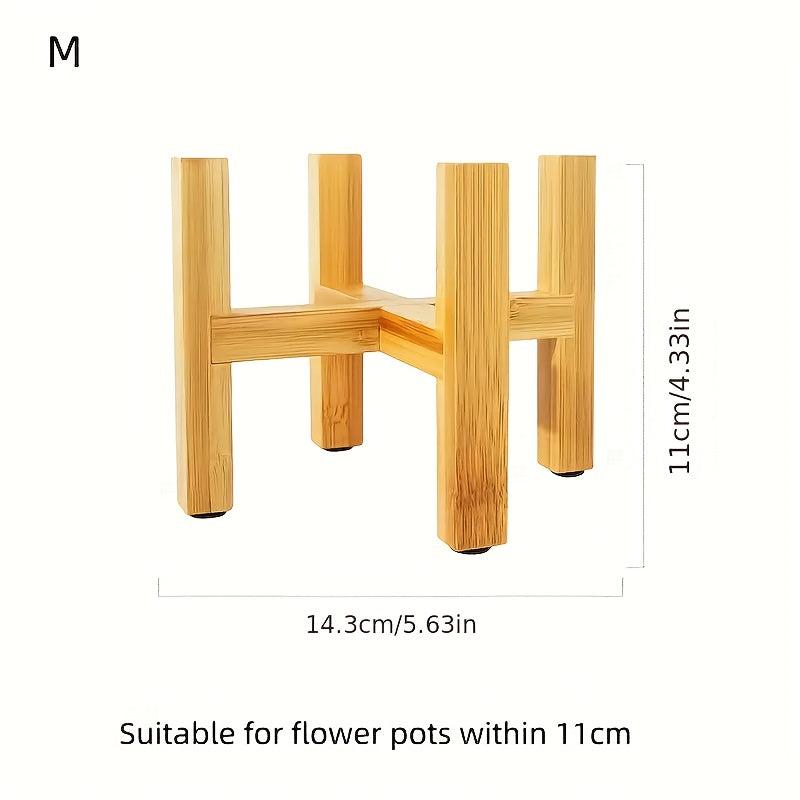 Bamboo & Wood Cross Flower Stand Pot Stand Balcony Wooden Storage Rack