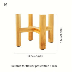 Bamboo & Wood Cross Flower Stand Pot Stand Balcony Wooden Storage Rack