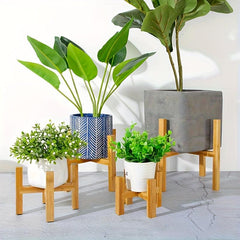 Bamboo & Wood Cross Flower Stand Pot Stand Balcony Wooden Storage Rack