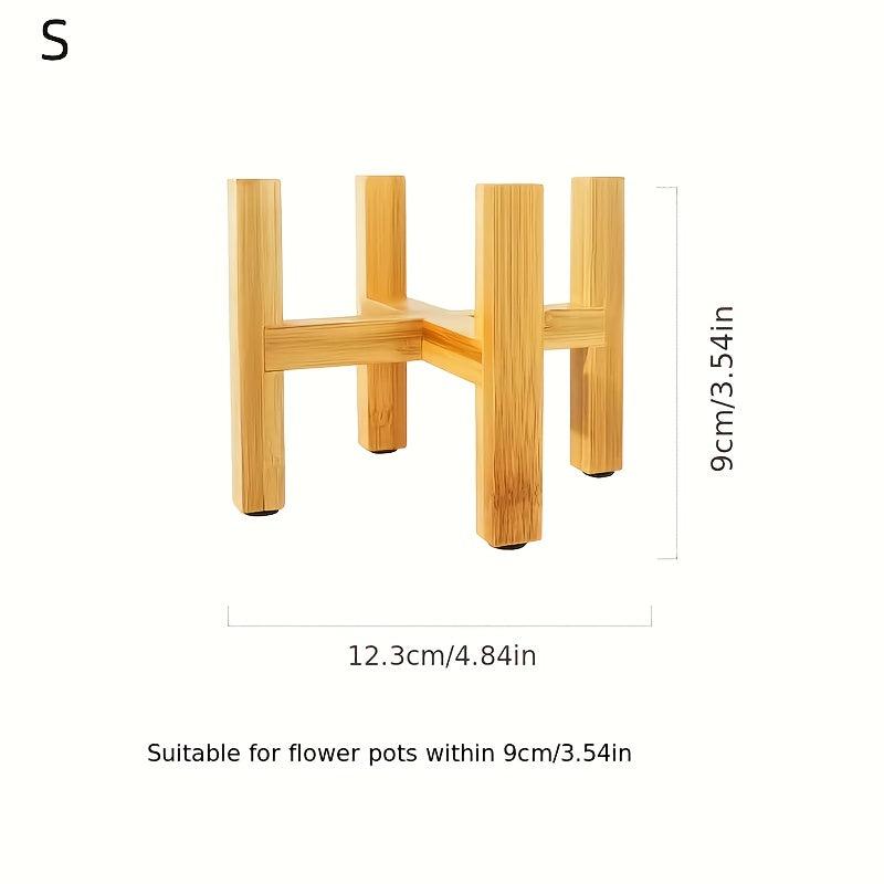 Bamboo & Wood Cross Flower Stand Pot Stand Balcony Wooden Storage Rack