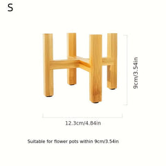 Bamboo & Wood Cross Flower Stand Pot Stand Balcony Wooden Storage Rack