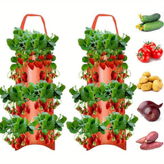 2 Hanging Strawberry Flowerpot Bags with 8 Holes for Tomato, Pepper - Vegetabl