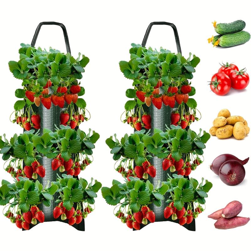 2 Hanging Strawberry Flowerpot Bags with 8 Holes for Tomato, Pepper - Vegetabl