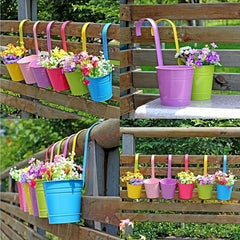 10pcs Iron Balcony Pots Wall Hanging Flower Pot Garden Decor