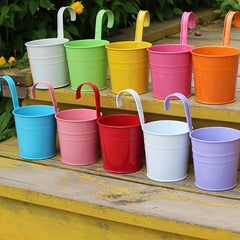 10pcs Iron Balcony Pots Wall Hanging Flower Pot Garden Decor