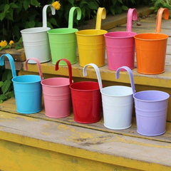 10pcs Iron Balcony Pots Wall Hanging Flower Pot Garden Decor