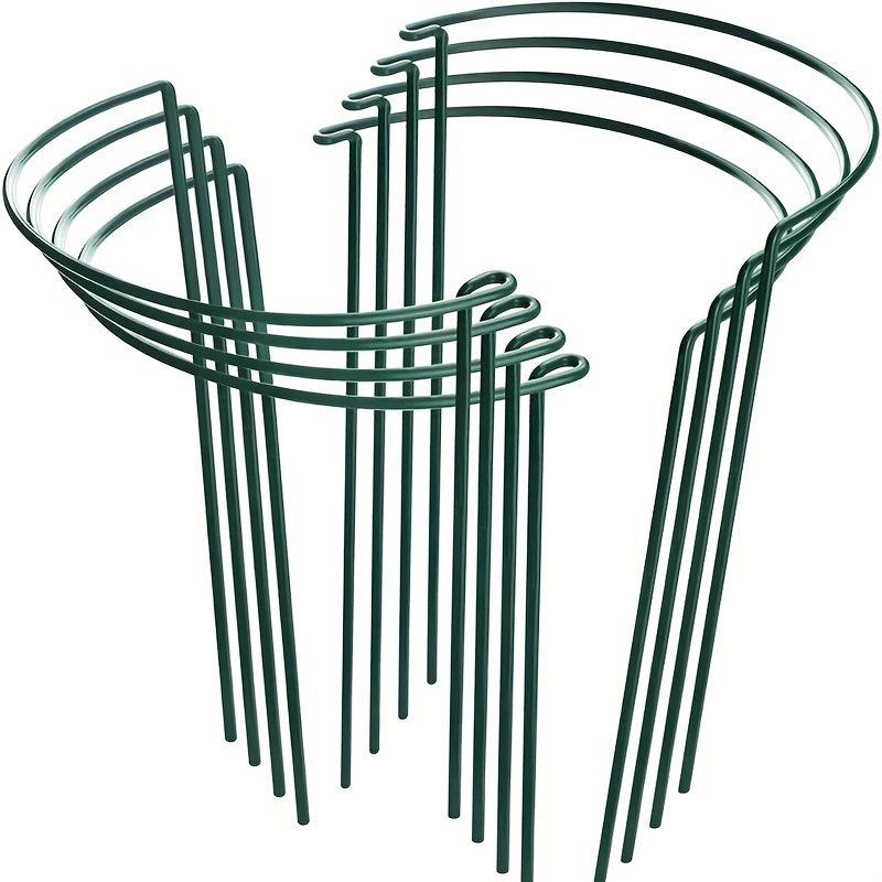 8 Packs Half Round Plant Support Stakes Metal Garden Stake Indoor Peony Cages