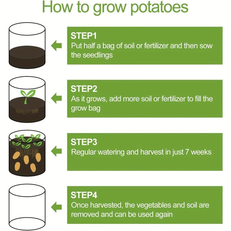 4pcs Potato Grow Bags with Flap & Handles 7 Gallon