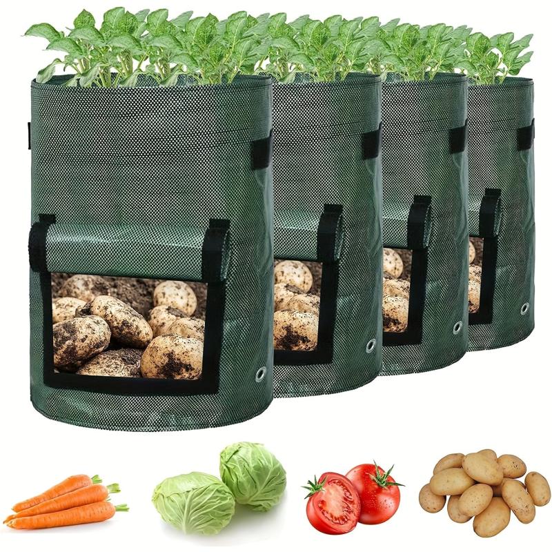 4pcs Potato Grow Bags with Flap & Handles 7 Gallon