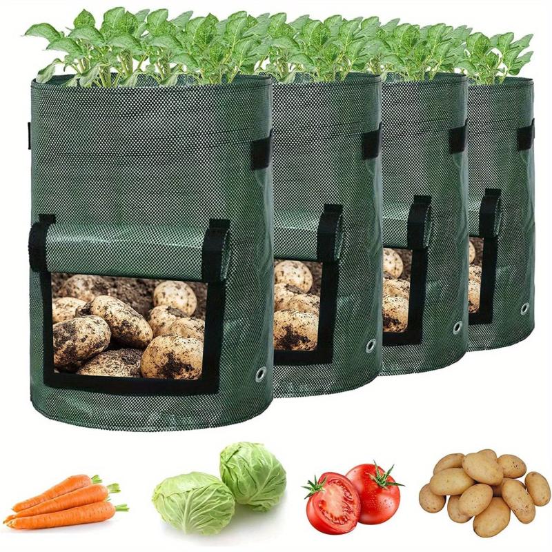 4pcs Potato Grow Bags with Flap & Handles 7 Gallon