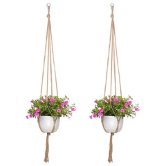 Hanging Frames Flower Pots Mesh Pockets Hemp Rope Hanging Baskets