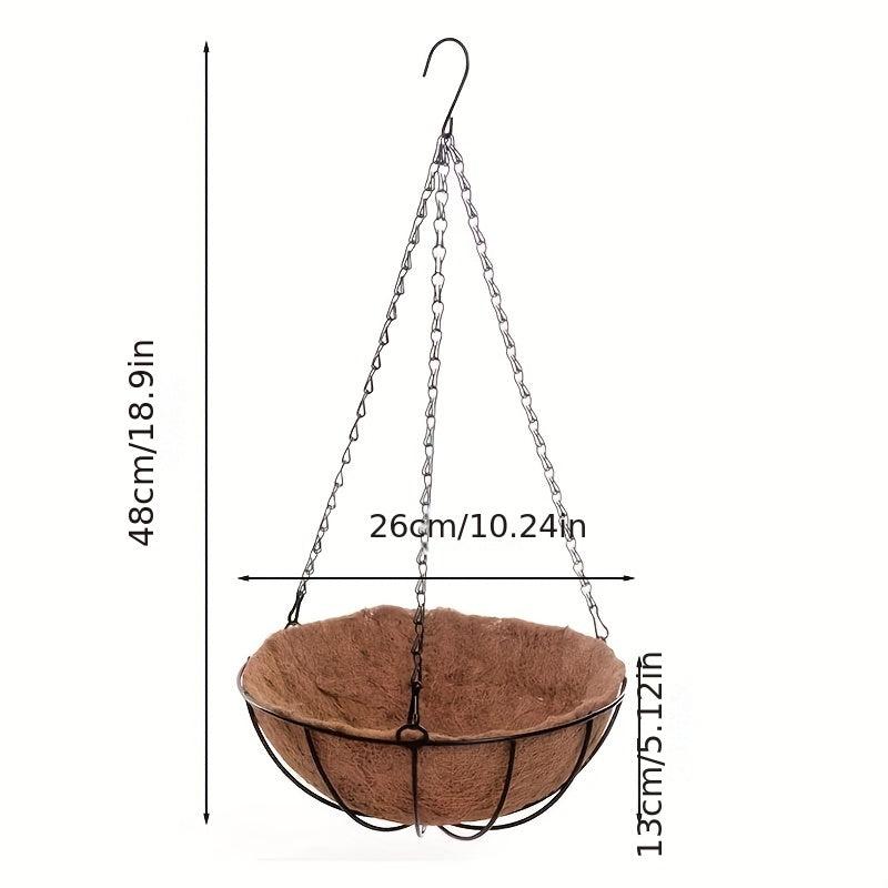 1pc Coconut Brown Hanging Basket Iron Metal Coconut Brown Hanging Basket