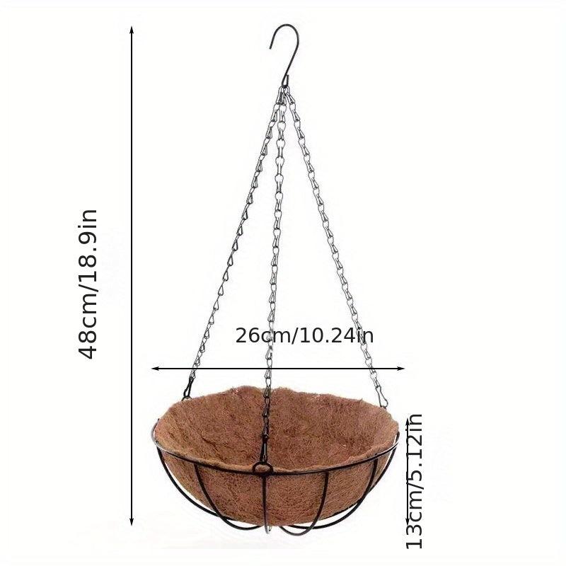 1pc Coconut Brown Hanging Basket Iron Metal Coconut Brown Hanging Basket