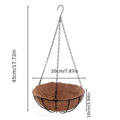 1pc Coconut Brown Hanging Basket Iron Metal Coconut Brown Hanging Basket