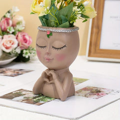 Face Flower Pot Decoration Ornament Indoor Outdoor Home
