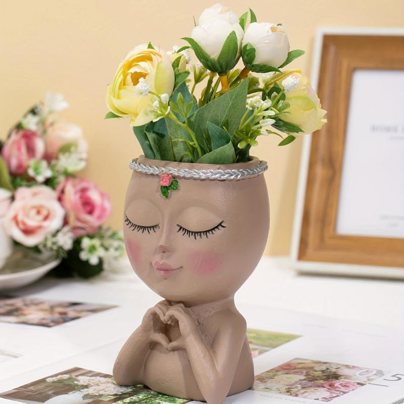 Face Flower Pot Decoration Ornament Indoor Outdoor Home