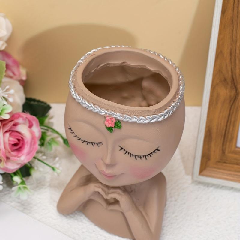 Face Flower Pot Decoration Ornament Indoor Outdoor Home