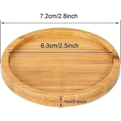 2pcs Bamboo Round Flower Pot Tray Succulent Fairy Wooden Flower Tray