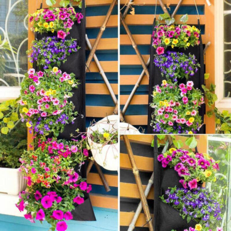 7-Pack Hanging Planting Bag Wall Planters for Indoor Outdoor Plants Flower Pots