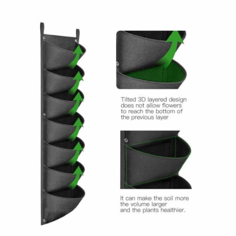 7-Pack Hanging Planting Bag Wall Planters for Indoor Outdoor Plants Flower Pots