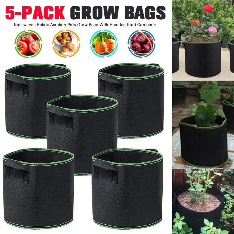 5 Pack Plant Grow Bags 1 2 3 5 7 10Gallons Heavy Duty Fabric Pots