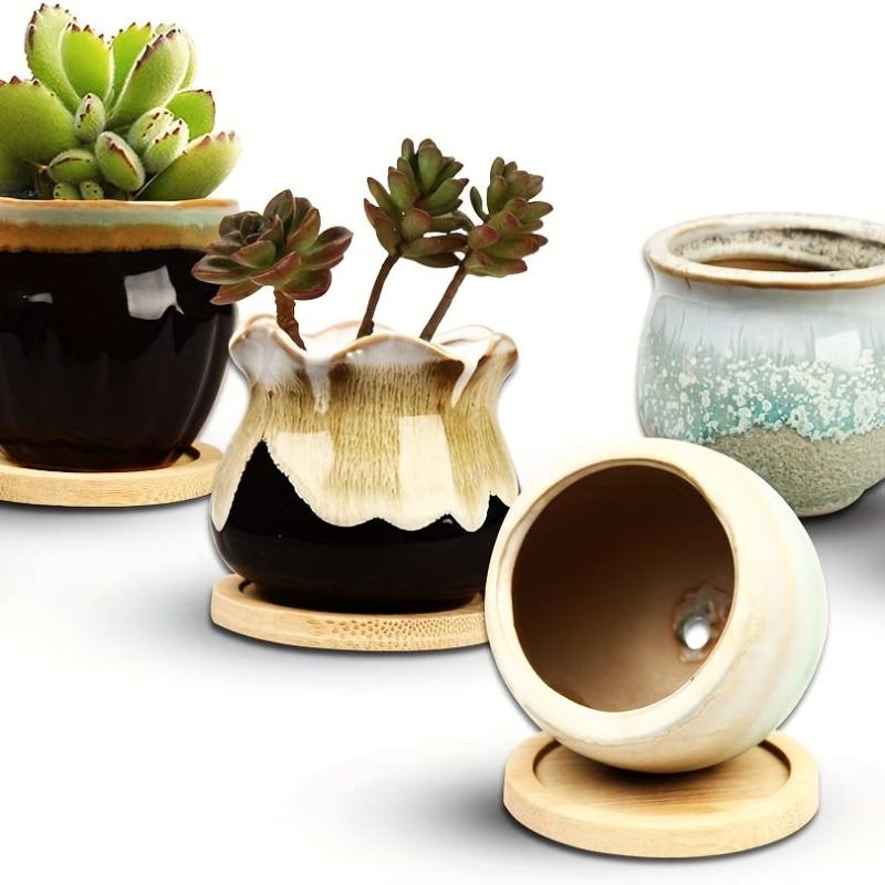 6pcs Ceramic Thumb Flower Pots Home Decor Indoor Outdoor Garden Patio