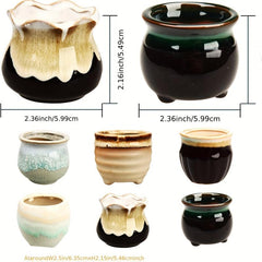 6pcs Ceramic Thumb Flower Pots Home Decor Indoor Outdoor Garden Patio