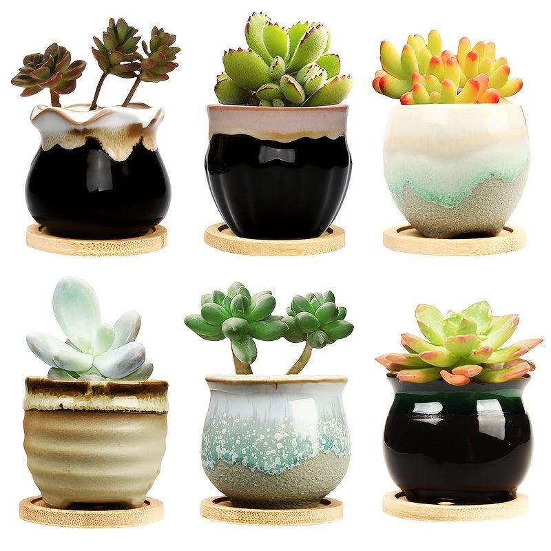 6pcs Ceramic Thumb Flower Pots Home Decor Indoor Outdoor Garden Patio