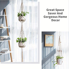 Macrame Plant Hangers Indoor Hanging Planter Basket Wall Decor Ivory