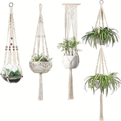 Macrame Plant Hangers Indoor Hanging Planter Basket Wall Decor Ivory