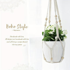 2pcs Macrame Plant Hanger Indoor Hanging Planter Basket With Wood Beads