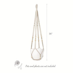 2pcs Macrame Plant Hanger Indoor Hanging Planter Basket With Wood Beads