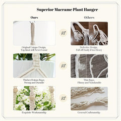 2pcs Macrame Plant Hanger Indoor Hanging Planter Basket With Wood Beads