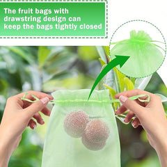 50pcs Large Fruit Protection Bags Mesh Barrier Bags With Drawstring