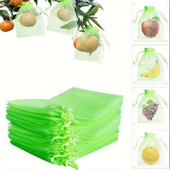 50pcs Large Fruit Protection Bags Mesh Barrier Bags With Drawstring