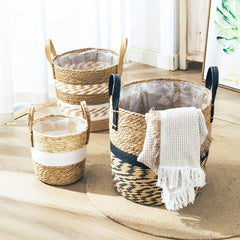 Large Natural American Grass Flower Pot Hand-woven Indoor/Outdoor Storage Basket
